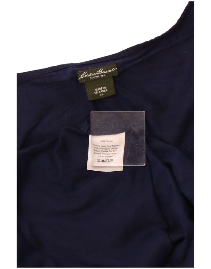 Bluză EDDIE BAUER pentru femei, cu mâneci 3/4, UK 18 XL, bumbac, albastru bleumarin