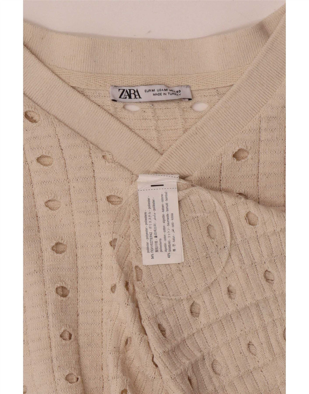 Zara Womens Vest Top UK 14 Medium Beige Poliester