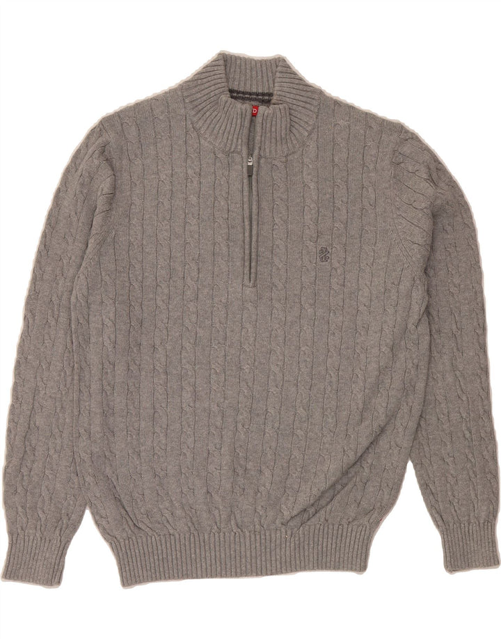 IZOD Mens Zip Neck Jumper Sweater Medium Grey Cotton Vintage Izod and Second-Hand Izod from Messina Hembry 