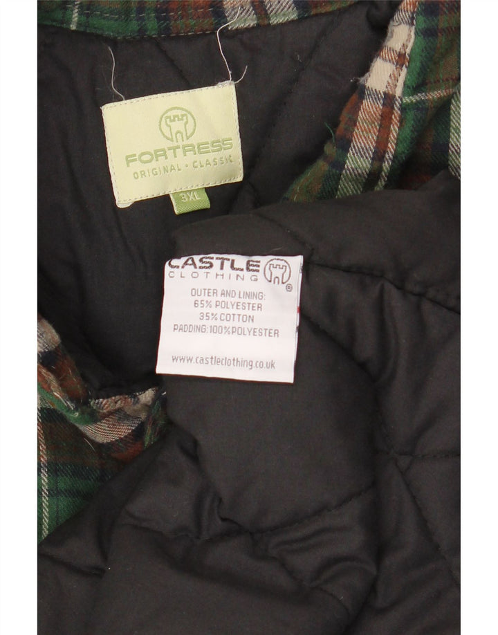 Cămașă de flanel căptușită vintage pentru bărbați 3XL, verde, poliester, clasică