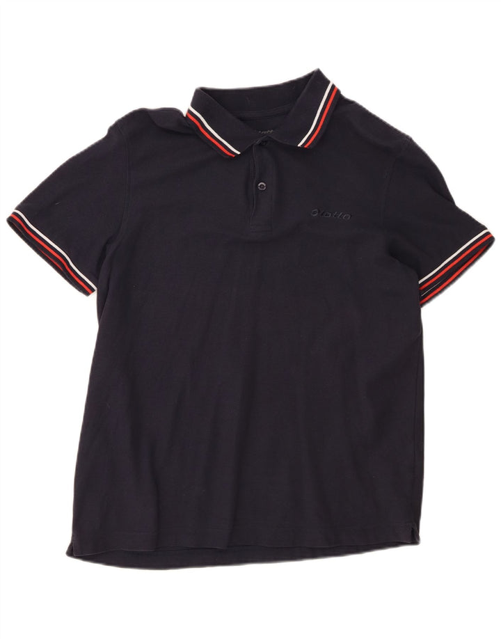 Tricou polo pentru bărbați Lotto, bumbac, albastru bleumarin mediu