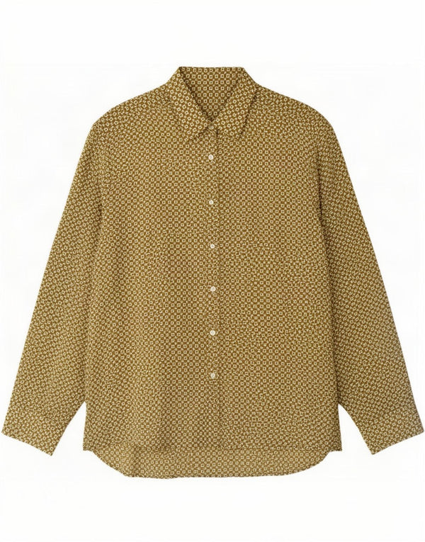 Vintage Mens Regular Fit Shirt Medium Khaki Geometric