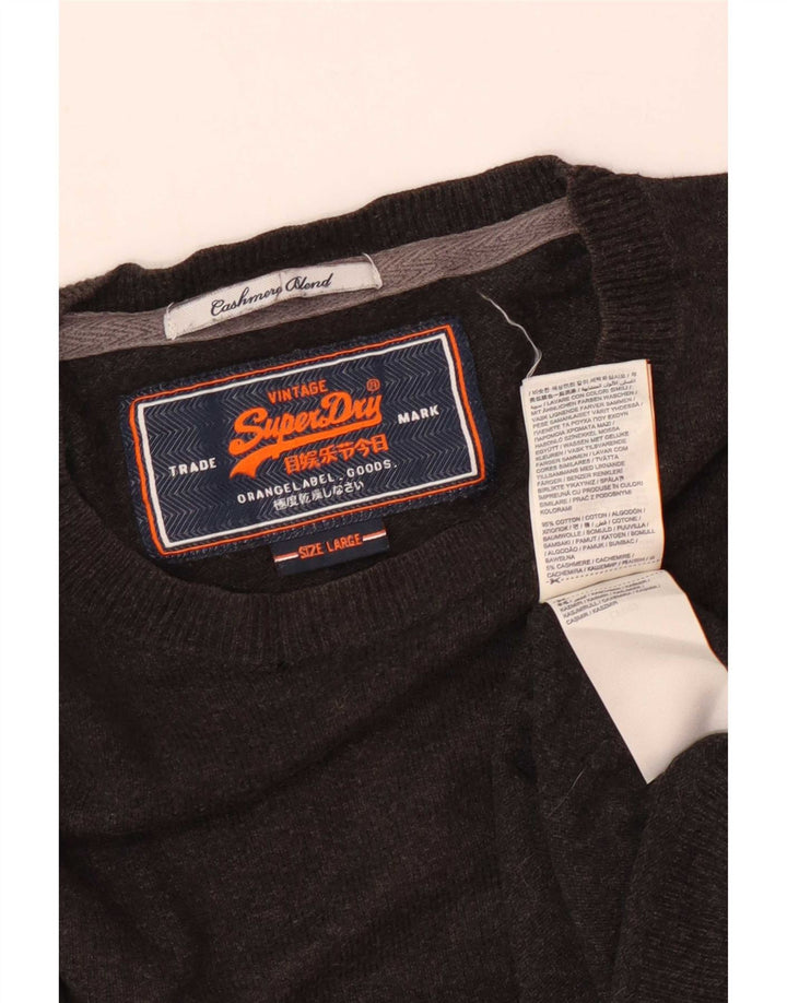 Pulover Superdry pentru bărbați cu gât roșu, bumbac mare, maro