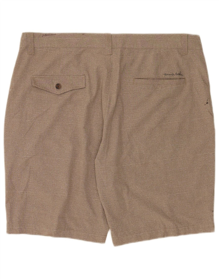 Pantaloni scurți chino pentru bărbați Travis Mathew W36, poliester cu carouri mari, bej