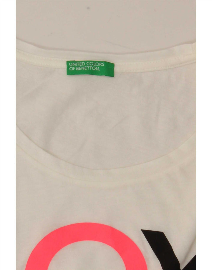 Tricou grafic Benetton pentru femei Top UK 12 Medium White