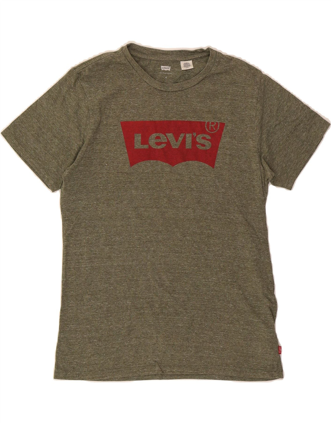 LEVI'S Mens Graphic T-Shirt Top Small Khaki Flecked Cotton Vintage Levi's and Second-Hand Levi's from Messina Hembry 
