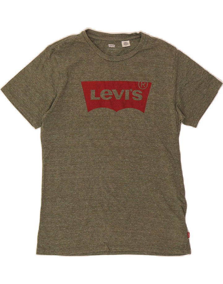 LEVI'S Mens Graphic T-Shirt Top Small Khaki Flecked Cotton Vintage Levi's and Second-Hand Levi's from Messina Hembry 
