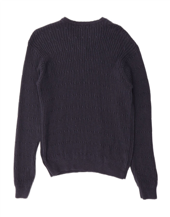 IZOD Mens V-Neck Jumper Sweater Medium Navy Blue Cotton