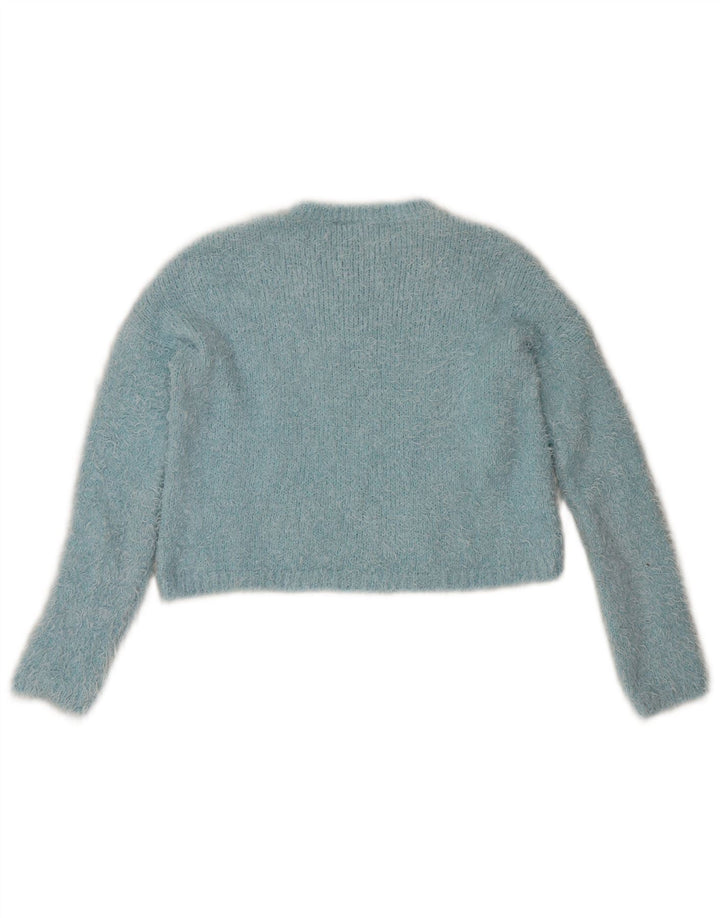Topshop Pulover Crop Crew Deck pentru femei UK 8 Small Blue Poliester