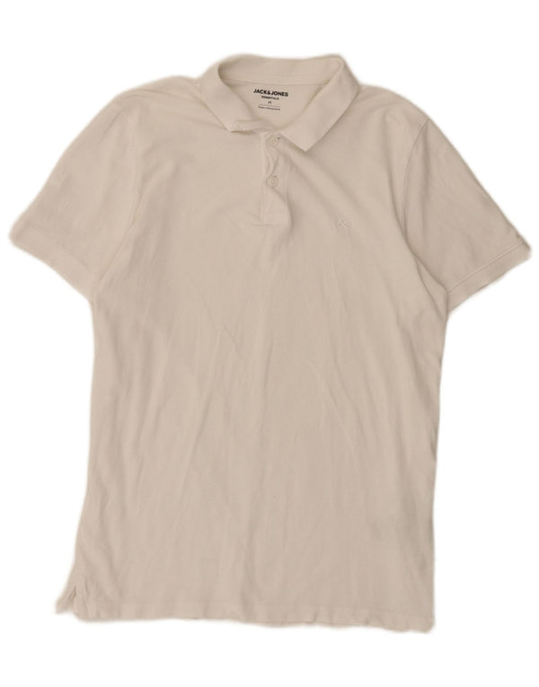Cămașă polo Jack & Jones pentru bărbați, bumbac alb mediu