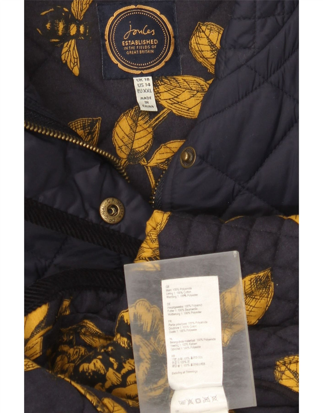 Jachetă matlasată Joules pentru femei UK 18 XL Bleumarin Poliamidă