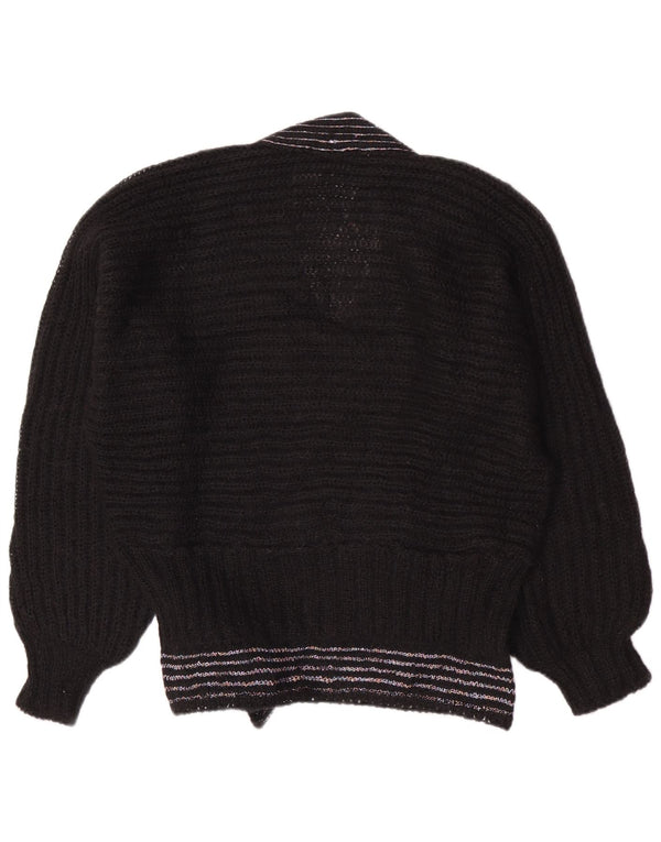 Pulover vintage pentru femei cu decolteu în V UK 14 Medium Black Dunge Retro