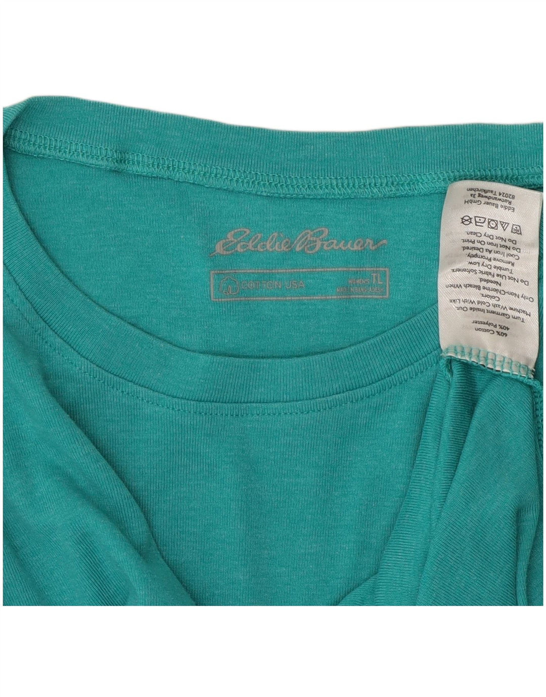 EDDIE BAUER Top pentru femei cu mânecă lungă UK 14 mare, bumbac turcoaz