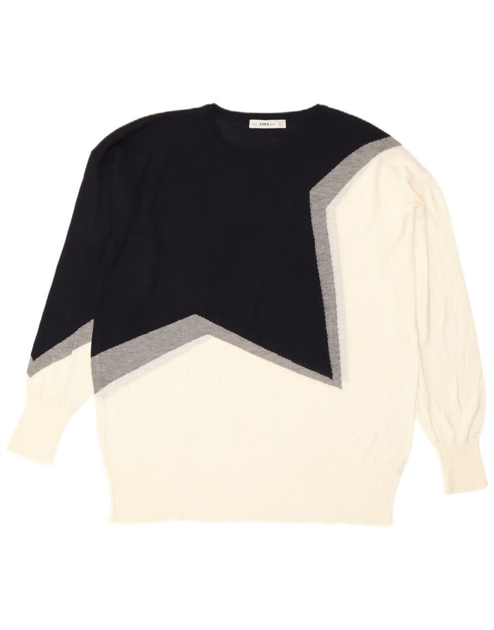 Pulover pentru damă Zara, cu gât turnu, UK 14 Medium Black Colorblock