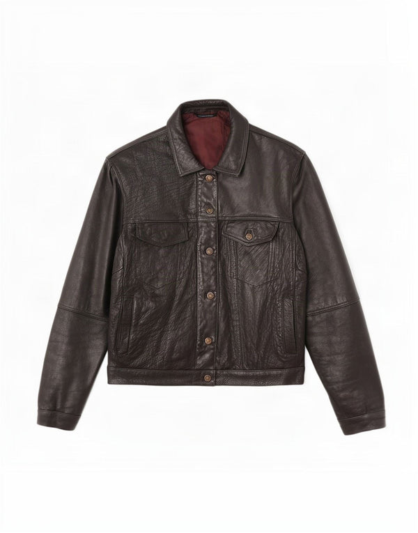 Jachetă de piele vintage pentru bărbați UK 38 Medium Black