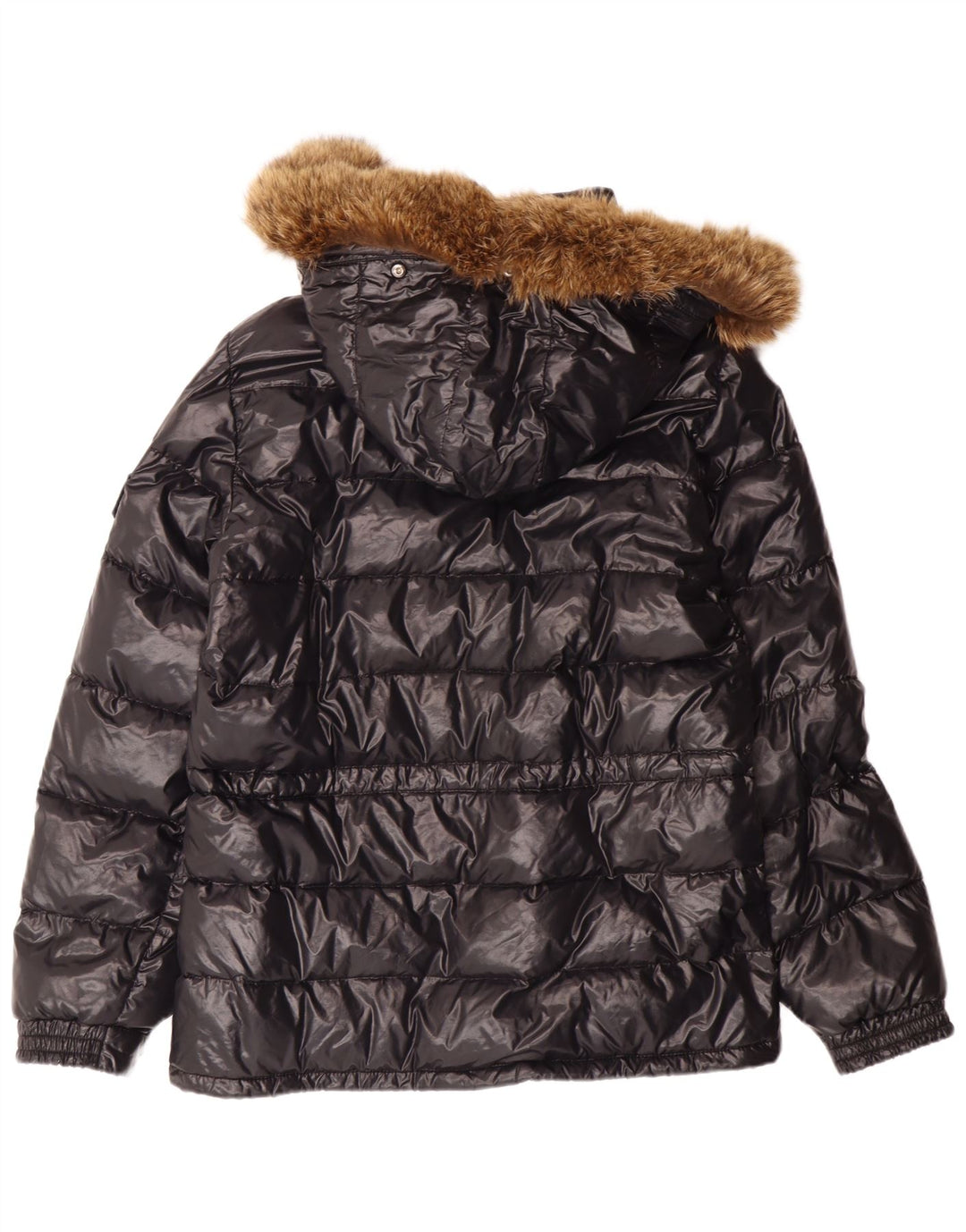 Jachetă căptușită cu glugă Moncler pentru femei, cu formă largi, mărimea 1, poliamidă neagră mică