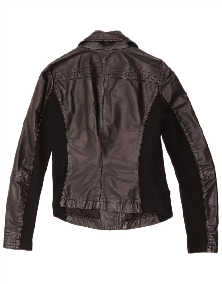 Toy G Jachetă de motociclist din piele crop pentru femei UK 8 Mic din piele neagră