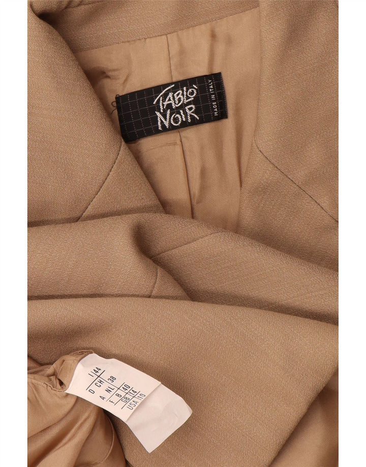 Jachetă vintage pentru femei cu 4 nasturi, UK 14, lână virgină, bej, mediu