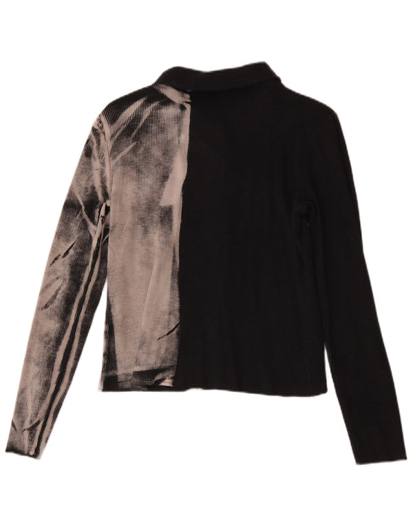 Zara Womens Cardigan Top UK 14 Large Black Tie Dye Bumbac