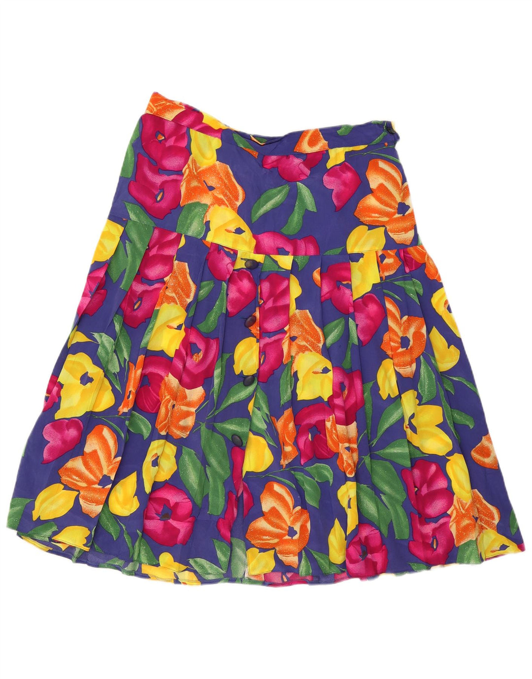 Fusta plisată vintage pentru femei W34, mare, multicoloră, din viscoză florală