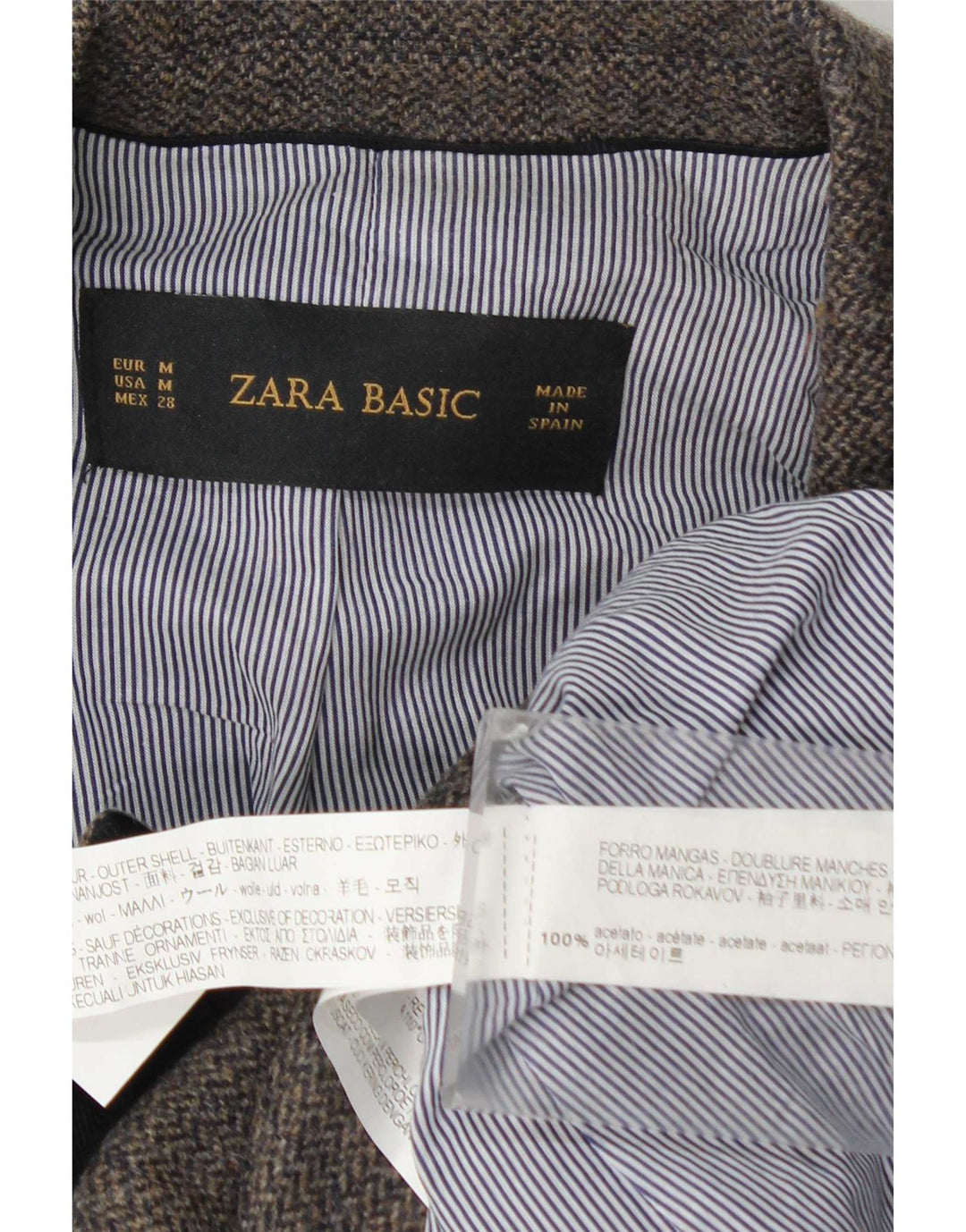 Sacou blazer pentru femei Zara, cu 1 nasture, UK 12, gri mediu, acetat în schemă
