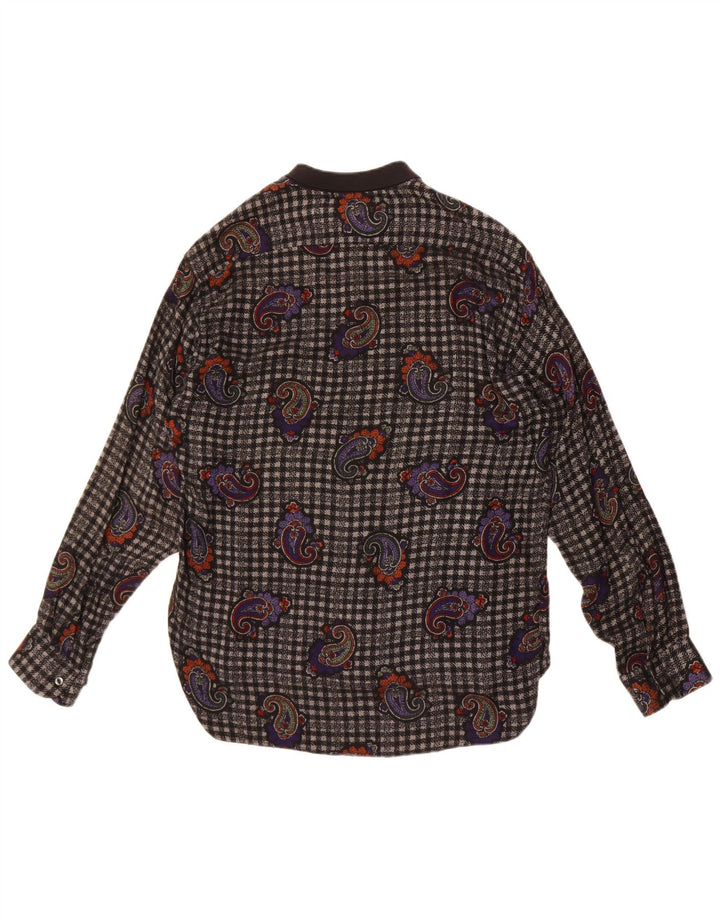 Cămașă de flanel pentru bărbați, negru mediu, viscoză cachetadă