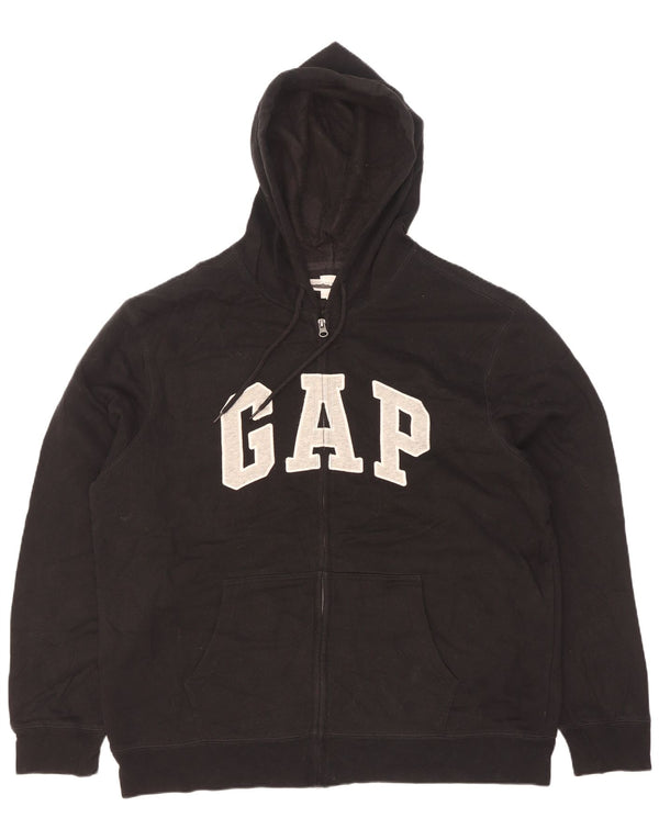 Gap Pulover cu capota cu fermoar grafic pentru bărbați, XL, bumbac negru