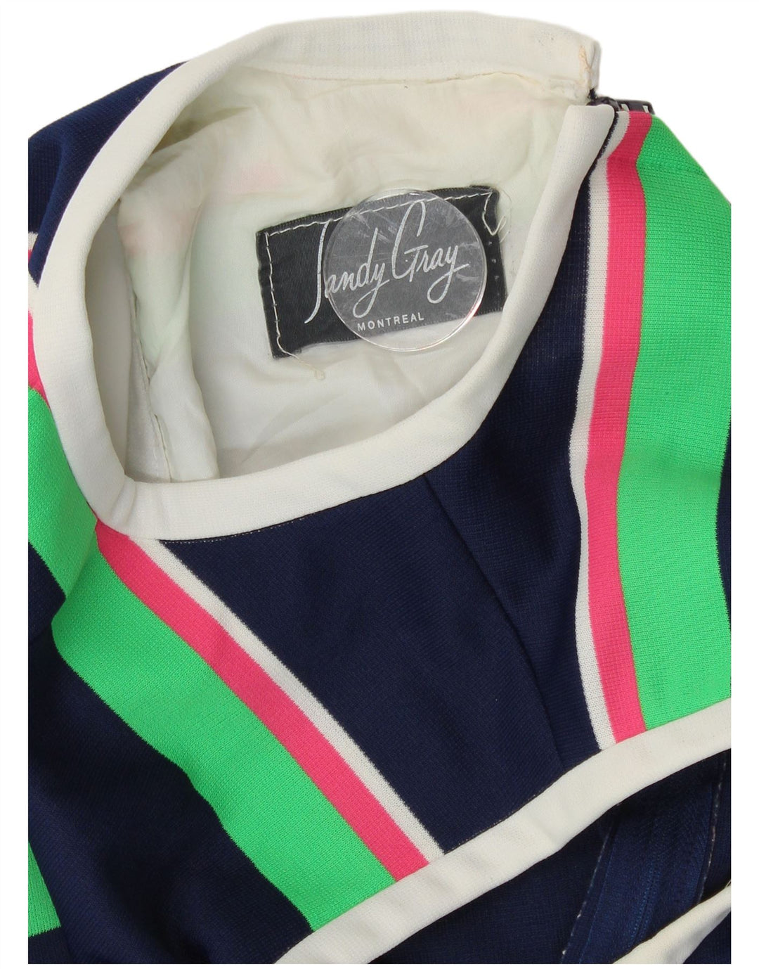 Rochie vintage pentru femei fără mâneci, în formă de A UK 12 Medium, bleumarin, în dungi