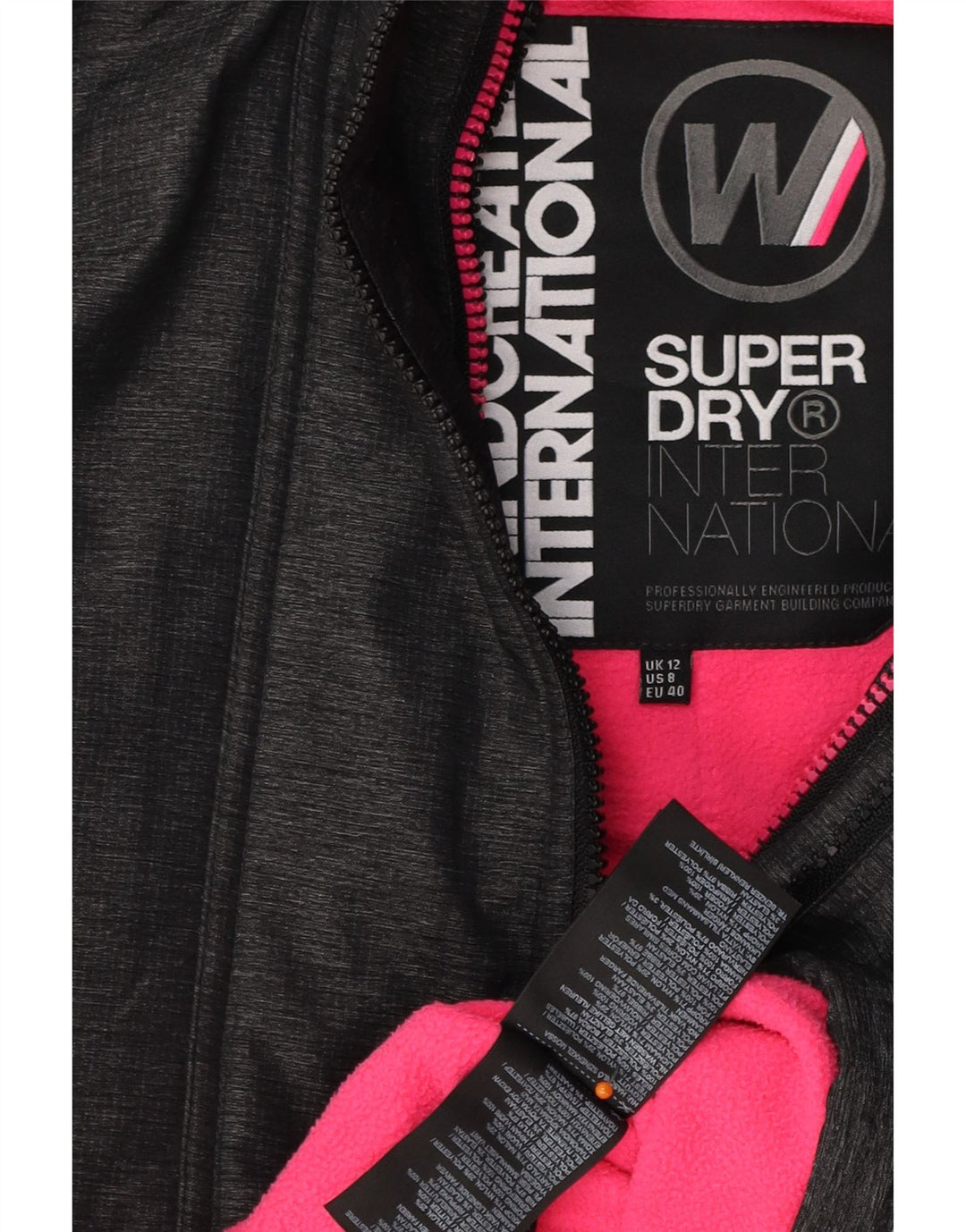 Jachetă Windbreaker pentru femei cu grafică SUPERDRY UK 12, gri mediu