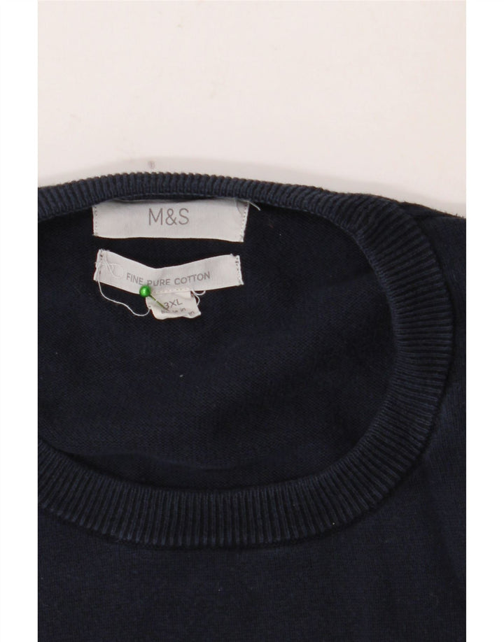 MARKS & SPENCER Pulover pentru bărbați cu gât crew, bumbac bleumarin 3XL