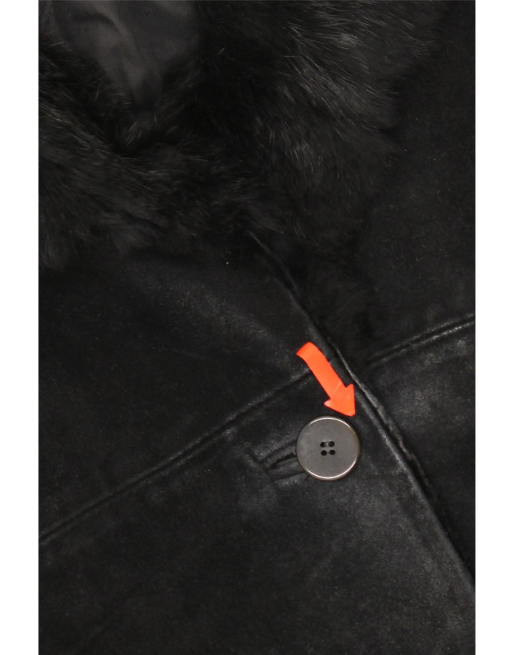 Jachetă pentru femei Conbipel, din piele intoarsa, cu 3 nasturi, IT 48 XL, piele neagra