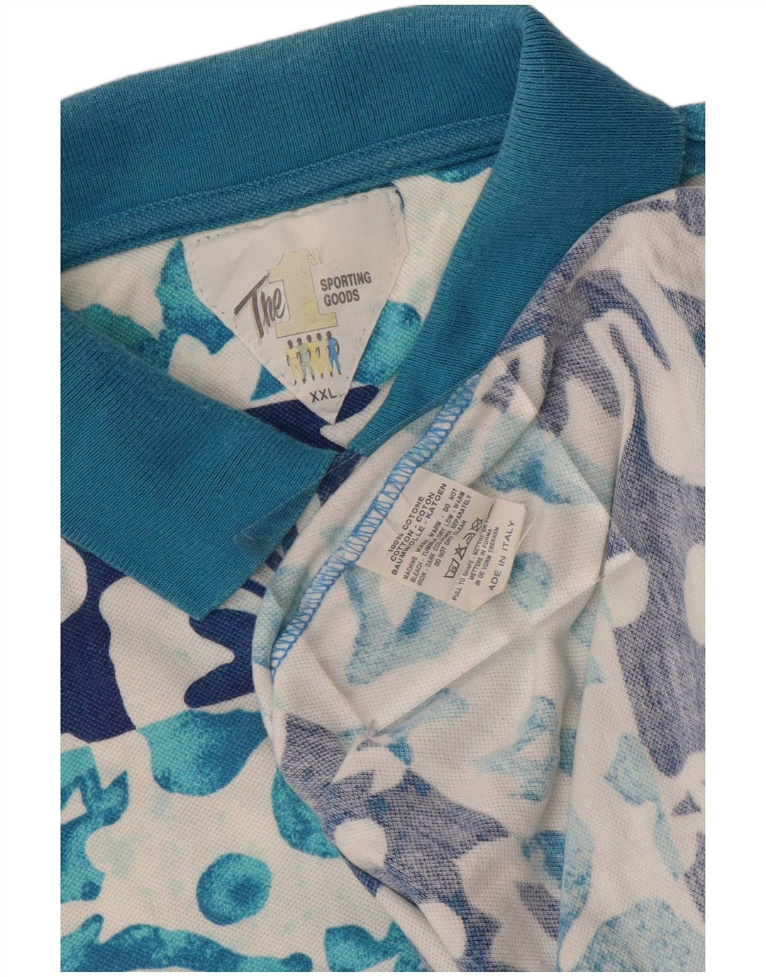 VINTAGE Tricou Polo pentru bărbați 2XL Bumbac Floral Albastru