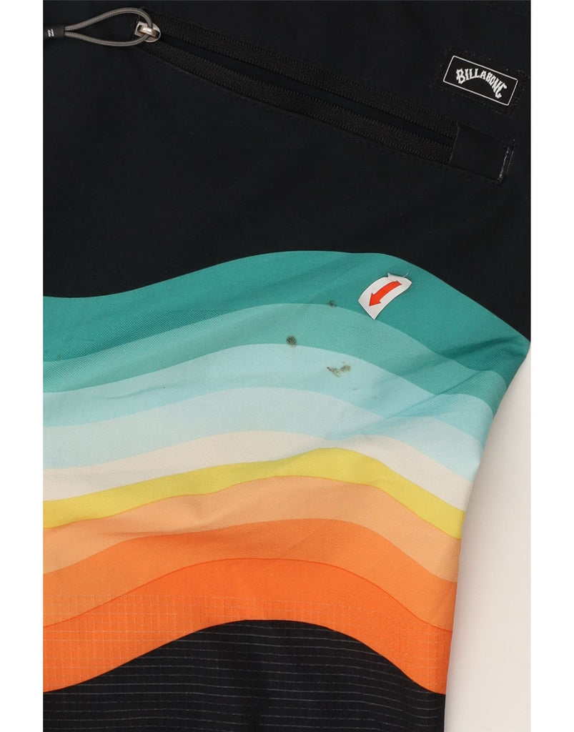 BILLABONG Womens Swimming Shorts Medium  Multicoloured Striped Polyester Vintage Billabong and Second-Hand Billabong from Messina Hembry 