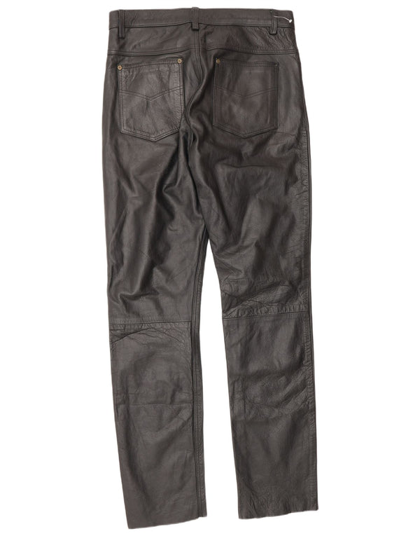Pantaloni din piele vintage pentru bărbați W34 L34 negri