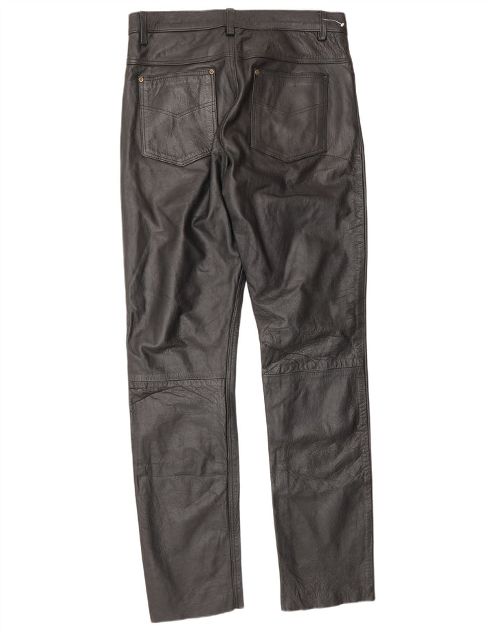 Pantaloni din piele vintage pentru bărbați W34 L34 negri