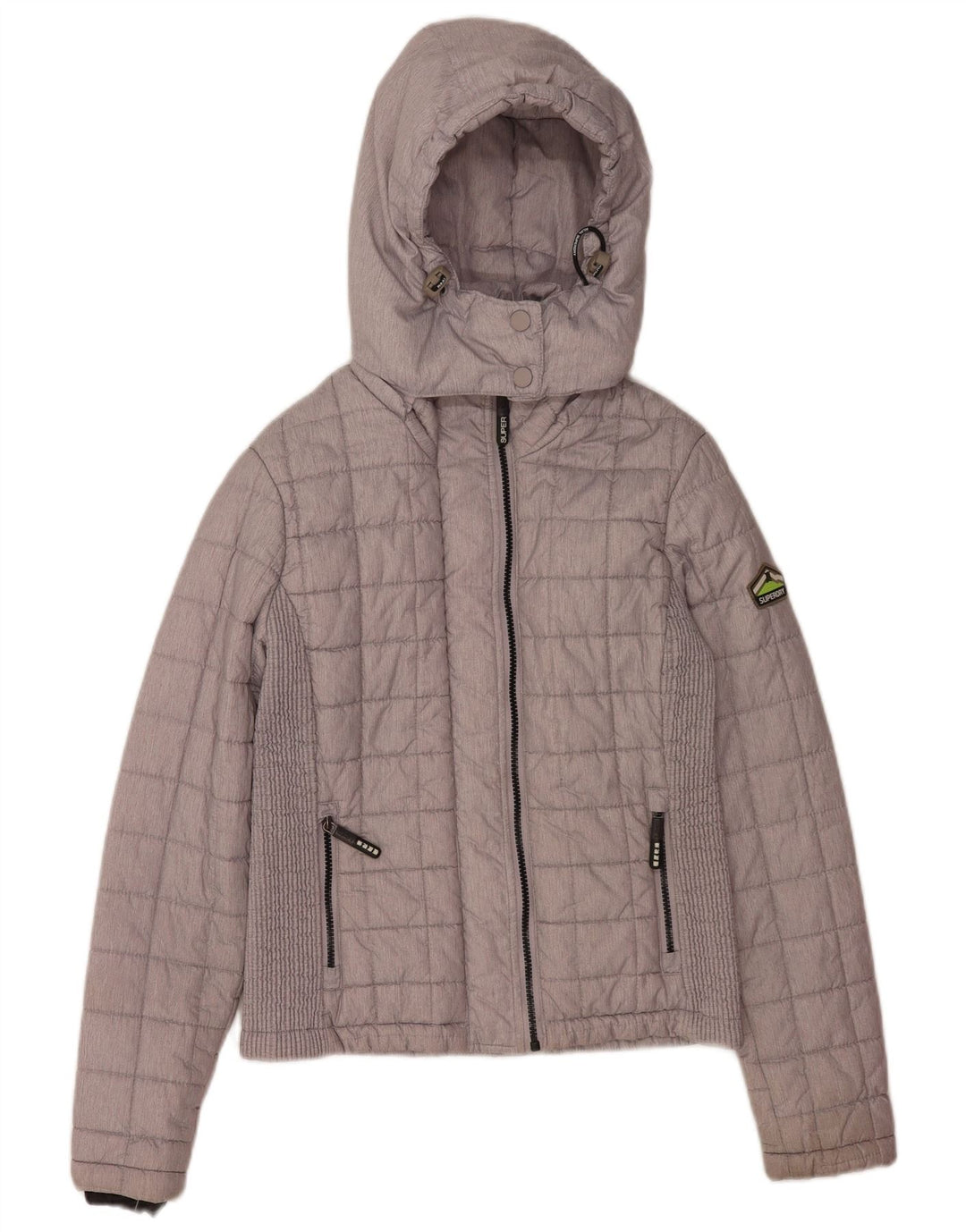 Jachetă căptușită cu glugă Superdry pentru femei UK 10 Small Gri Poliester