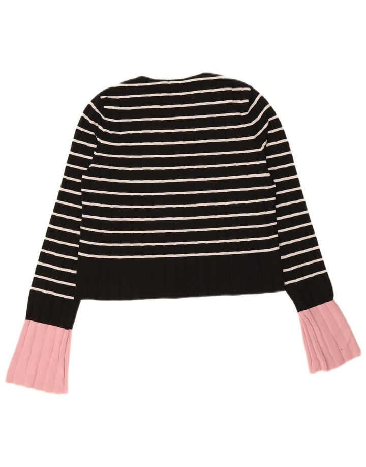 Crop Top pentru femei Zara cu mânecă lungă UK 10 Poliamidă cu dungi negre mici