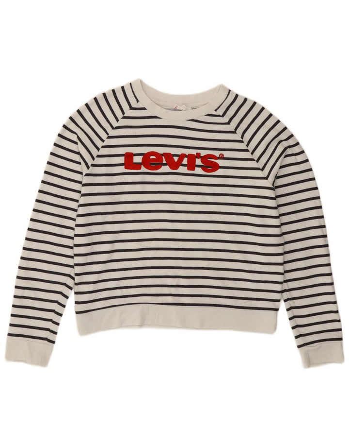 Pulover Levi's cu grafic pentru femei UK 14 Medium White Striped Nautical