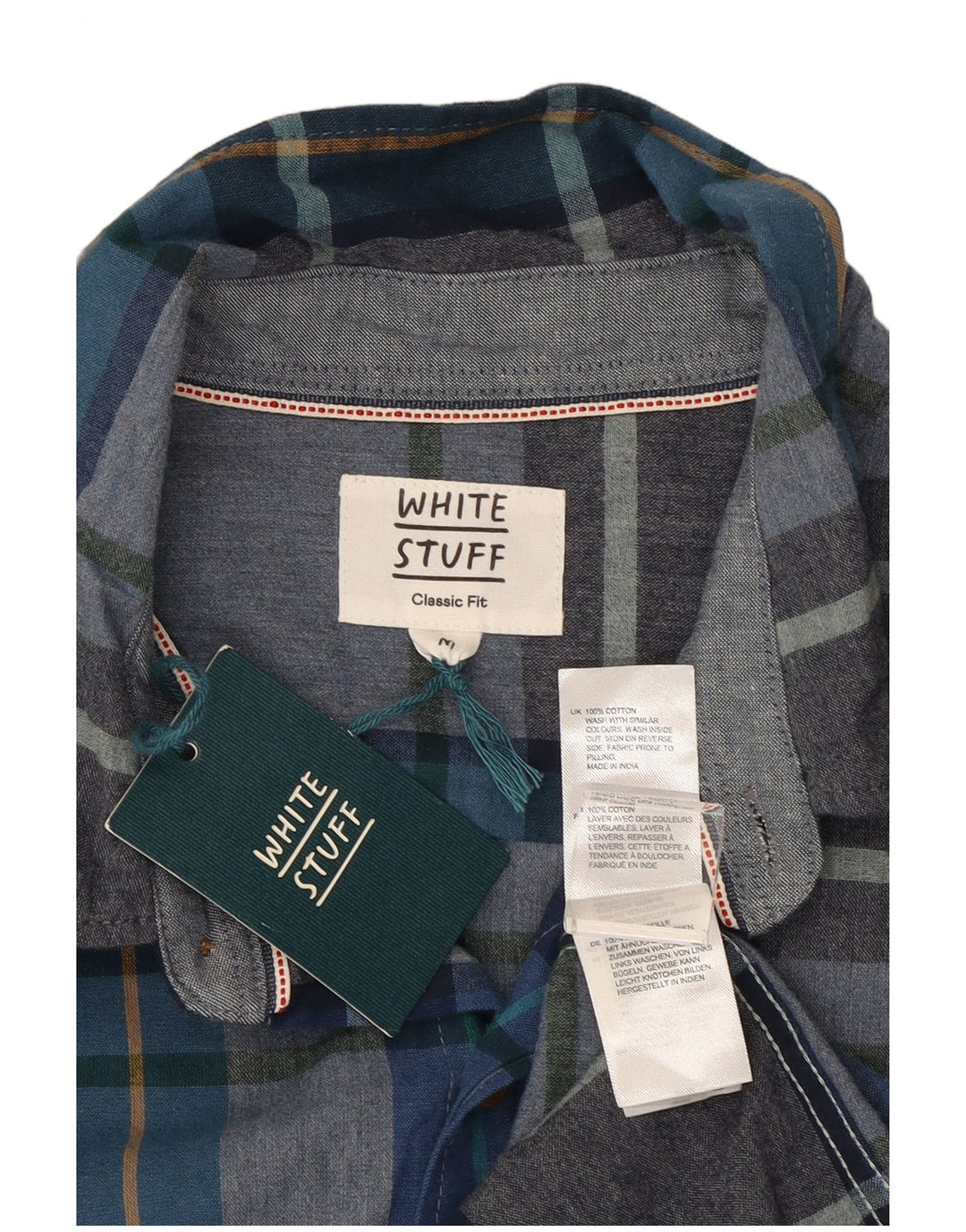 Cămașă pentru bărbați White Stuff Classic Fit Bumbac cu carouri albastru mediu