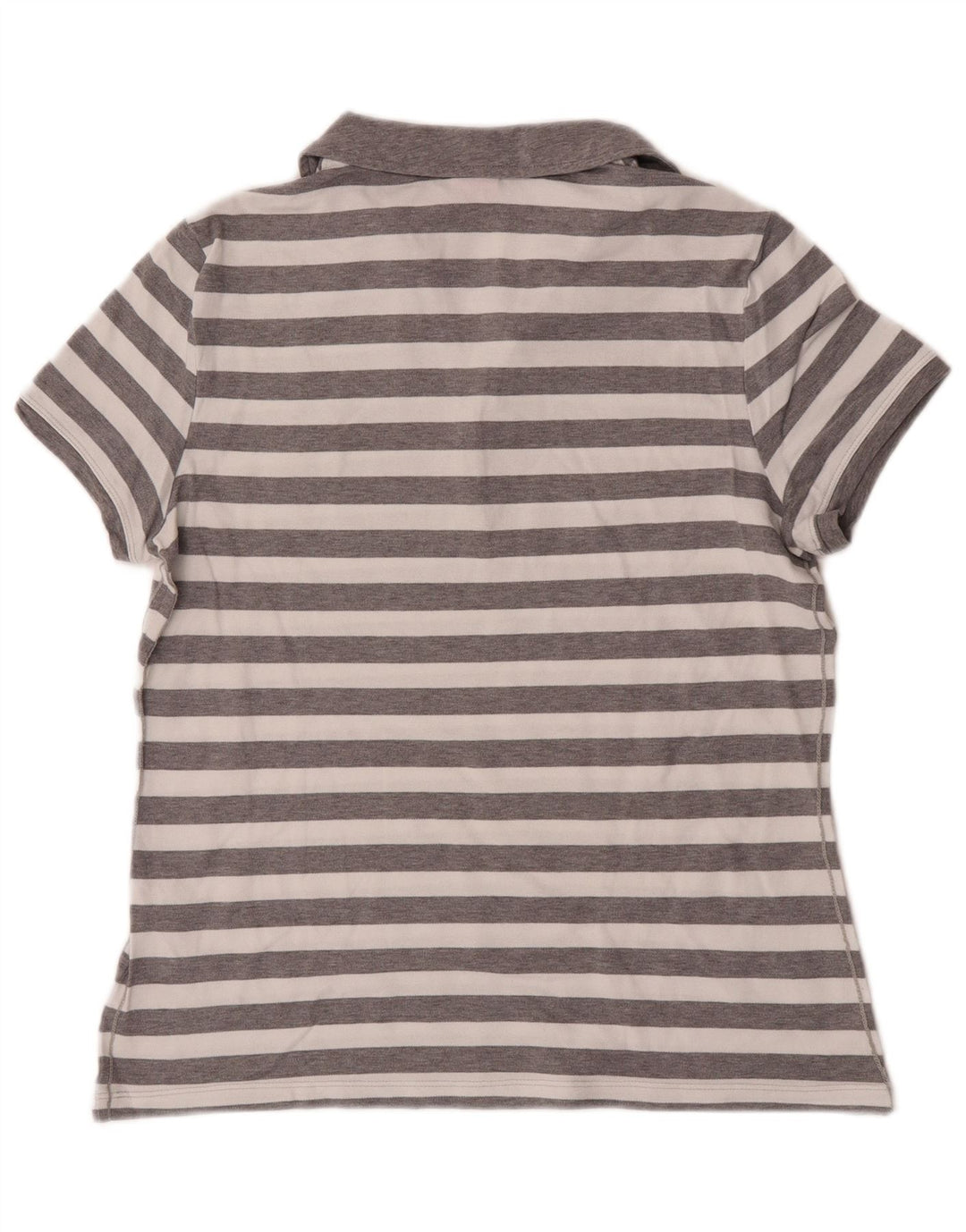 Tricou polo Puma pentru femei UK 14, bumbac cu dungi gri mediu