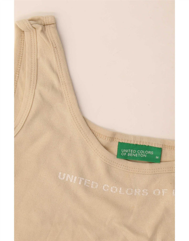 Beneton Womens Graphic Vest Top UK 12 Medium Beige