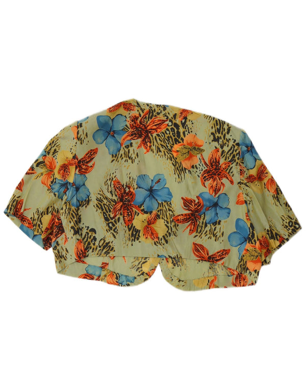 Top bolero supradimensionat vintage pentru femei UK 14 Medium Green Floral