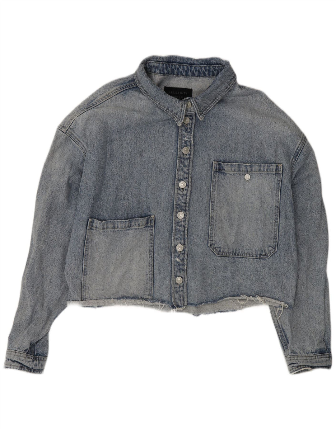 Jachetă de blugi supradimensionată pentru femei All Saints UK 10 Bumbac albastru mic