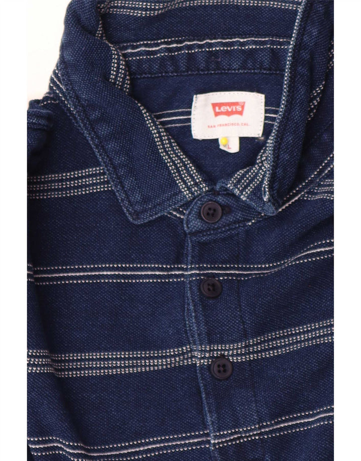 Cămașă polo pentru bărbați Levi's, mare, albastru, bumbac cu dungi