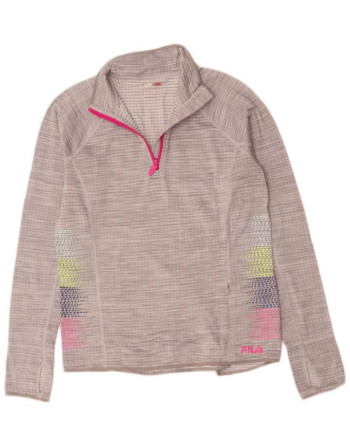 Top de trening Fila pentru femei, cu fermoar și gât, cu pulover, UK 14 Medium Grey Flecked