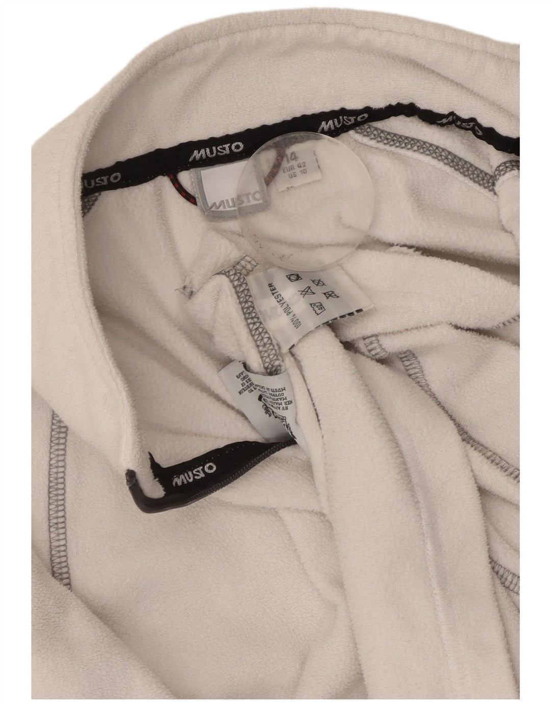 Pulover pentru femei Musto, cu fermoar și gât, din lână UK 14, mare, alb, poliester