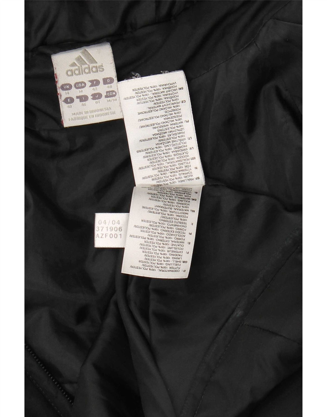 Palton căptușit cu glugă Adidas pentru femei UK 14 Poliester mediu negru