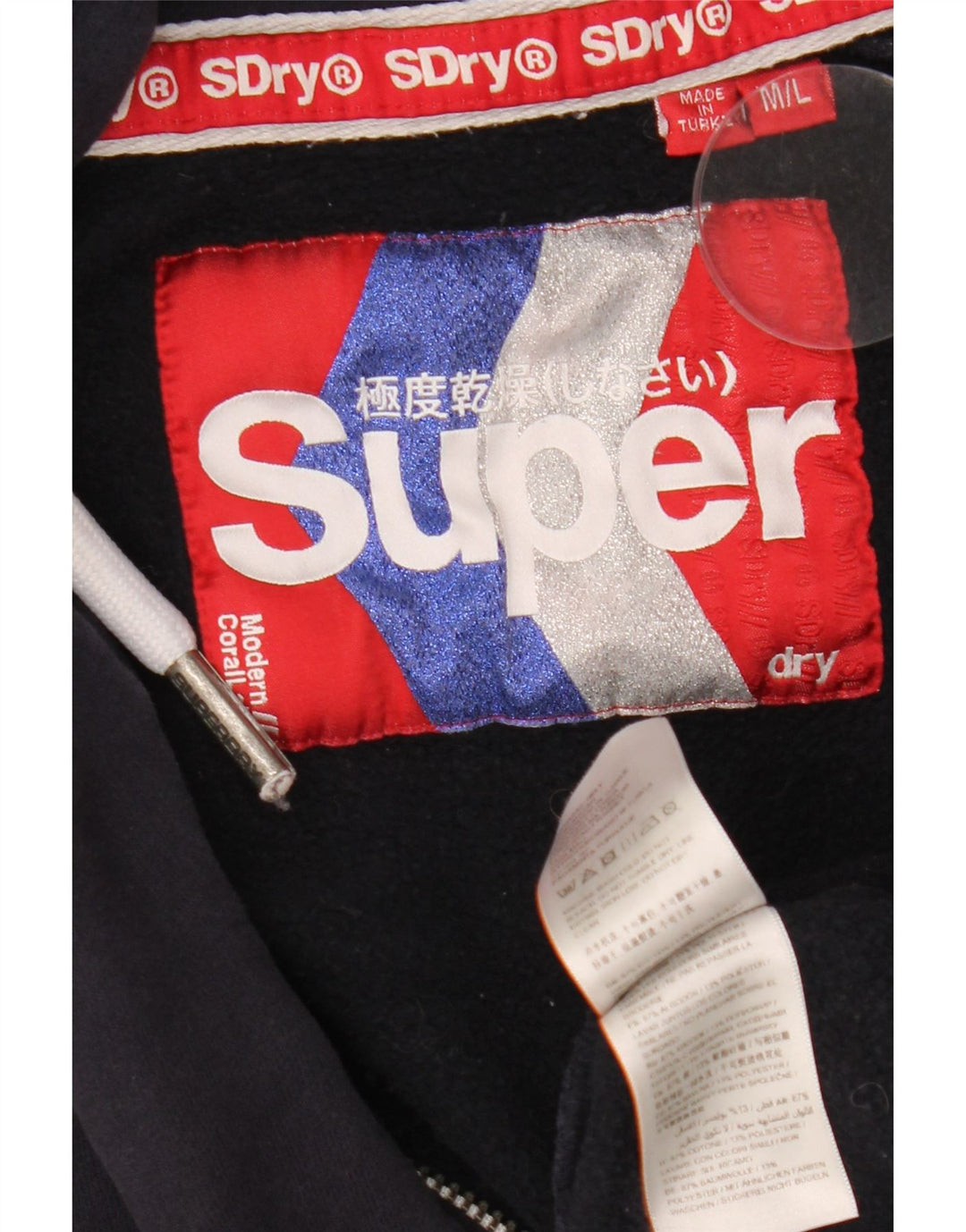 Pulover Superdry pentru bărbați, cu grafic supradimensionat, cu fermoar, UK 14, bleumarin mediu