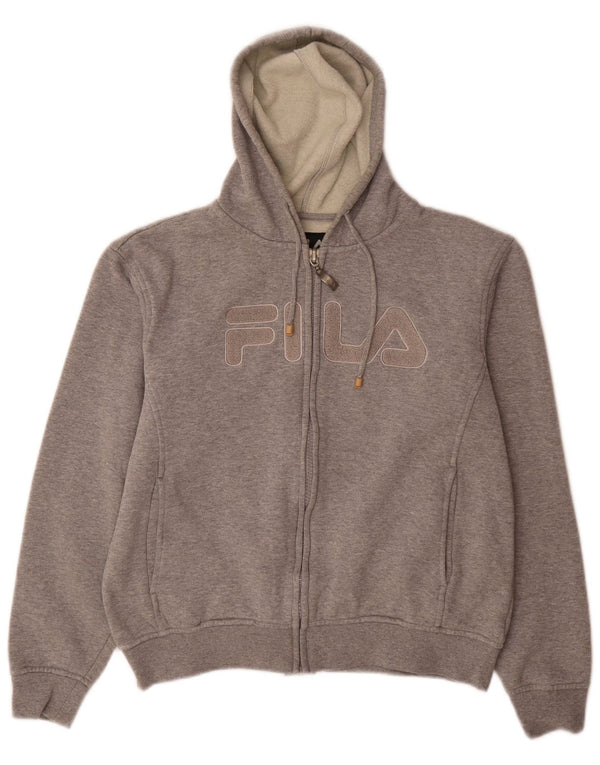 Pulover Fila Graphic Zip pentru femei UK 10 Bumbac gri mic