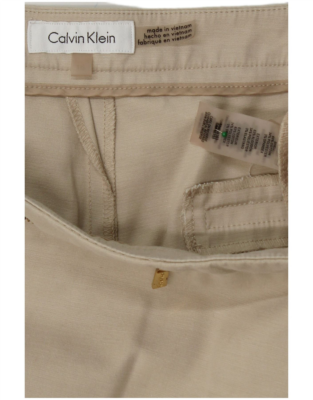 CALVIN KLEIN Pantaloni tăiați drept pentru femei US 16 2XL W38 L27 Bej